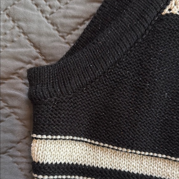 White House Black Market Ribbed Black and Cream Sweater Tank Top - Picture 9 of 12